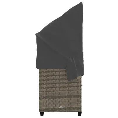 Șezlong cu Baldachin Gri - Poliratan Rezistent | Comandă Acum