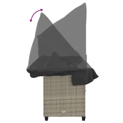 Șezlong cu Baldachin și Perne - Poliratan, Gri Deschis