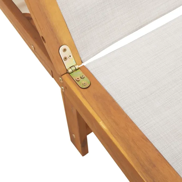 Șezlong cu Masă - Lemn Acacia, Textilă Gri | Livrare Gratuită