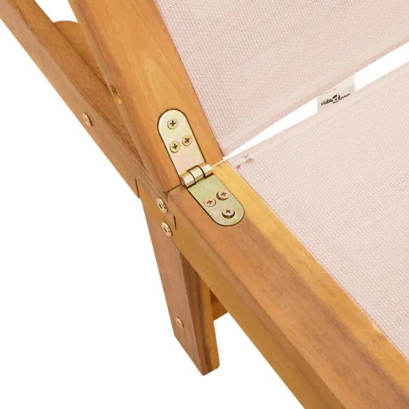 Șezlong cu Masă - Lemn Acacia Crem - Livrare Gratuită