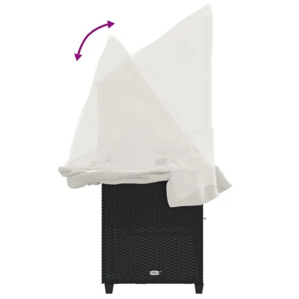 Șezlong cu Baldachin Negru - Poliratan | Livrare Gratuită