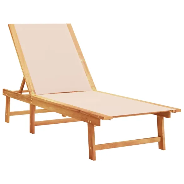 Șezlong Exterior Crem - Lemn Acacia, Textilenă | Livrare Gratuită Șezlong Exterior Crem - Lemn Acacia, Textilenă | Livrare Gratuită