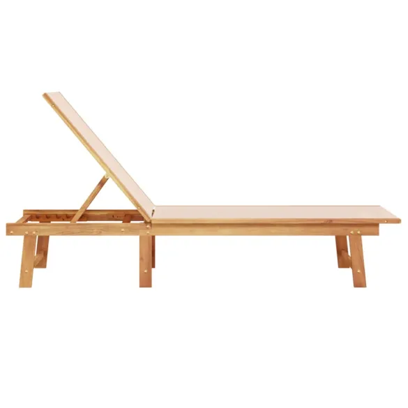 Șezlong Exterior Crem - Lemn Acacia, Textilenă | Livrare Gratuită Șezlong Exterior Crem - Lemn Acacia, Textilenă | Livrare Gratuită