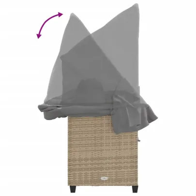 Șezlong Baldachin Bej - Poliratan Rezistent la UV