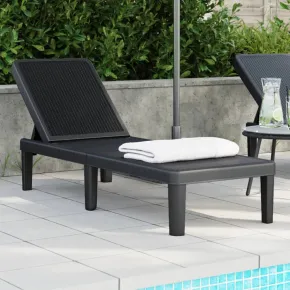 Șezlong Exterior Reglabil 4 Poziții - Negru, PP | Livrare Gratuită