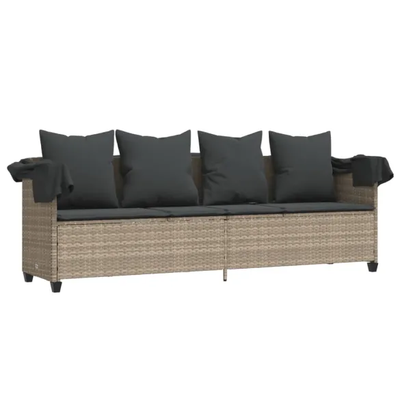 Șezlong cu Baldachin și Perne - Poliratan - Livrare Gratuită