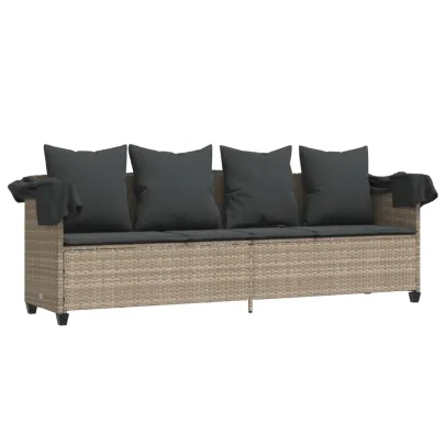 Șezlong cu Baldachin și Perne - Poliratan - Livrare Gratuită