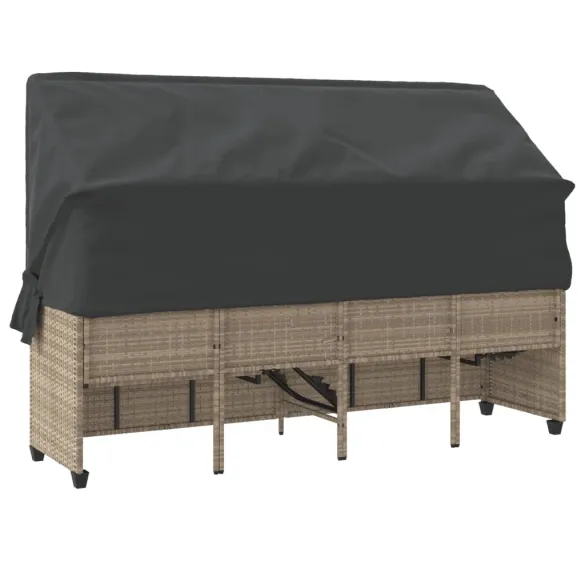 Șezlong cu Baldachin și Perne - Poliratan - Livrare Gratuită