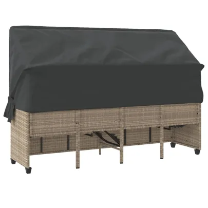 Șezlong cu Baldachin și Perne - Poliratan - Livrare Gratuită