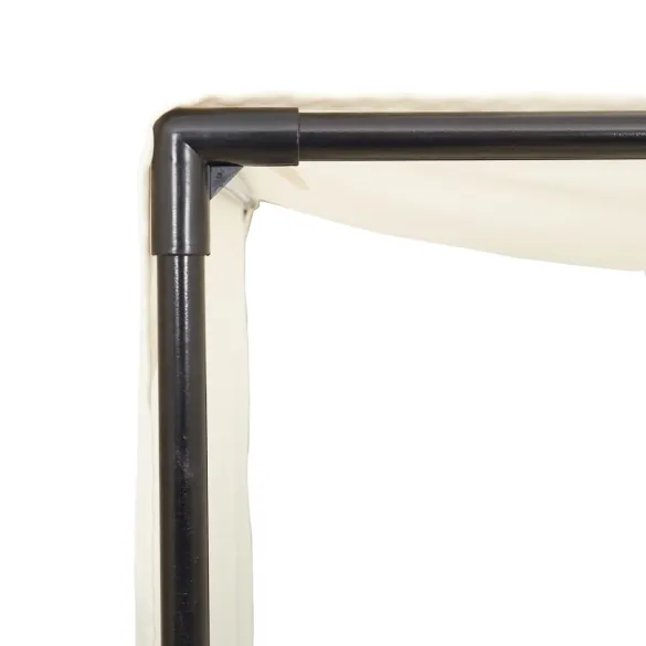 Șezlong Dublu cu Acoperiș și Perdele - Bej - Poliratan