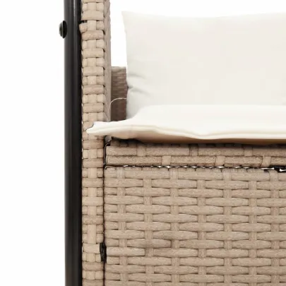 Șezlong Dublu cu Acoperiș și Perdele - Bej - Poliratan