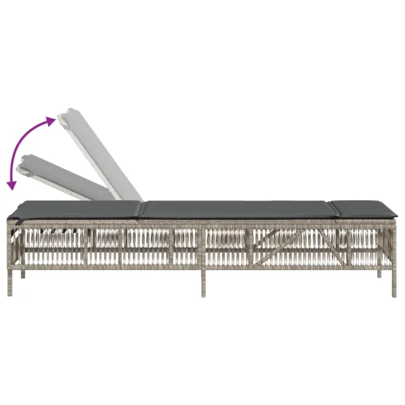 Set Șezlonguri cu Masă - Poliratan Gri - Livrare Gratuită