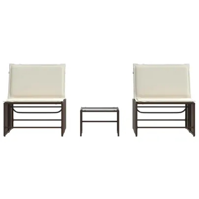 Set 2 Șezlonguri cu Masă - Poliratan Maro | Livrare Gratuită