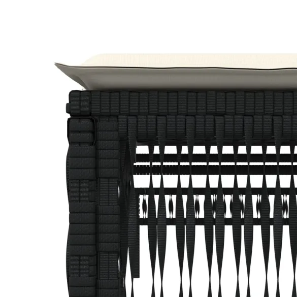 Șezlonguri cu Masă - Set 2 Bucăți - Negru - Poliratan