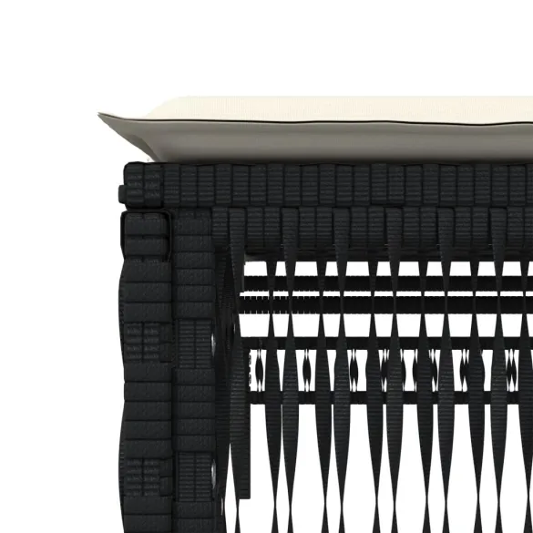 Șezlong cu Pernă - Negru, Poliratan - Livrare Gratuită