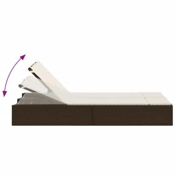 Șezlong Dublu cu Pernă - Poliratan Rezistent - Livrare Gratuită