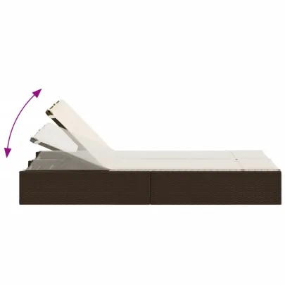 Șezlong Dublu cu Pernă - Poliratan Rezistent - Livrare Gratuită