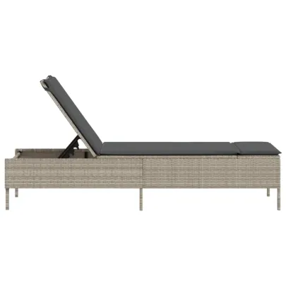 Șezlong Exterior cu Pernă - Poliratan Gri - Livrare Gratuită