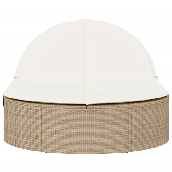 Șezlong Dublu cu Perne - Bej, Poliratan | Livrare Gratuită