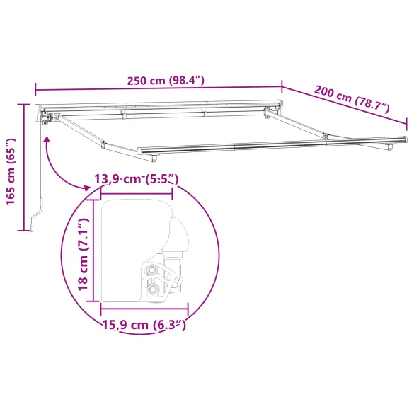 Cortină Retractabilă Manuală Albastru Marin 250x200 cm