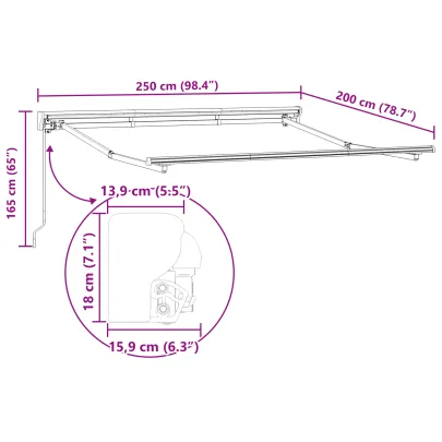 Cortină Retractabilă Manuală Albastru Marin 250x200 cm