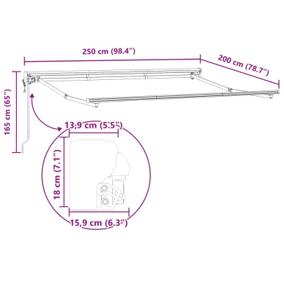 Cortină Retractabilă Manuală Albastru Marin 250x200 cm