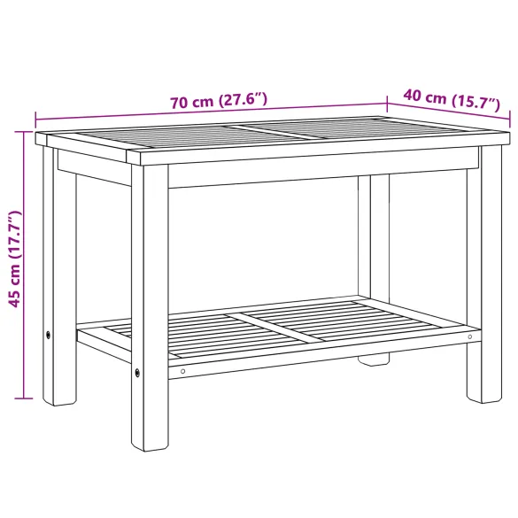 Masă de Cafea Lemn Tec | 70x40x45 cm | Livrare Gratuită