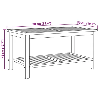 Masă de Cafea Lemn Masiv de Tec - 90x50x45 cm | Livrare Gratuită
