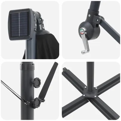 Parasol Banana Negru cu Brațe | Livrare Gratuită