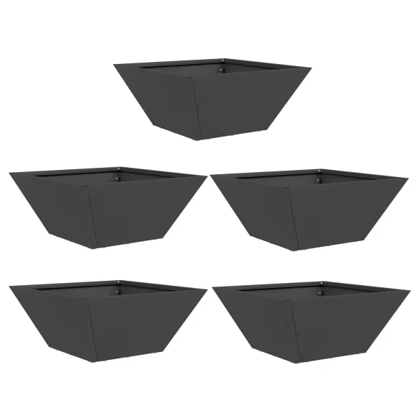 Set 5 Ghiveci Metalic Exterior Negru - Livrare Gratuita