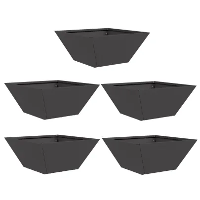 Set 5 Ghiveci Metalic Exterior Negru - Livrare Gratuita