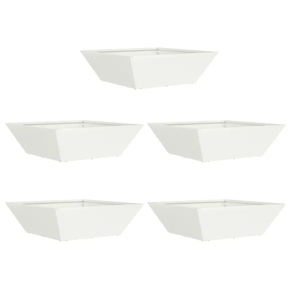 Set 5 Ghiveci Metalic Exterior - Alb | Livrare Gratuita