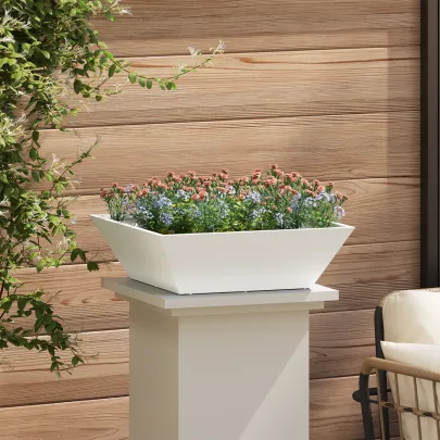 Set 5 Ghiveci Metalic Exterior - Alb | Livrare Gratuita