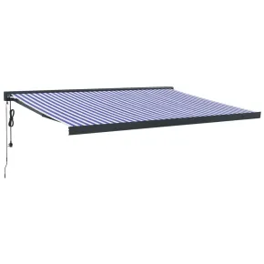 Copertină Retractabilă 4x3m - Albastru/Alb - Livrare Gratuită 2