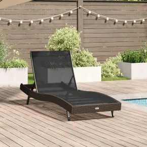 Șezlong Exterior Ajustabil cu Pernă - Rattan Poli Maro