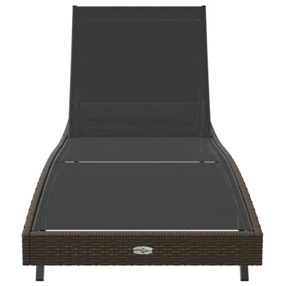 Șezlong Exterior Ajustabil cu Pernă - Rattan Poli Maro