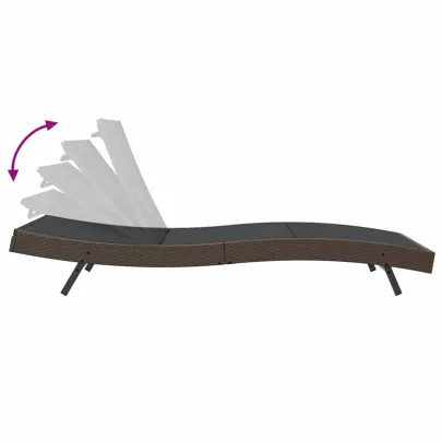Șezlong Exterior Ajustabil cu Pernă - Rattan Poli Maro