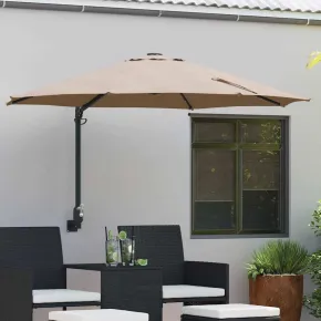 Parasol Montat pe Perete cu LED-uri 248 cm - Gri Taupe