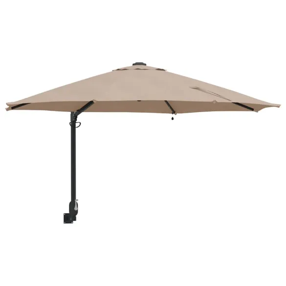 Parasol Montat pe Perete cu LED-uri 248 cm - Gri Taupe