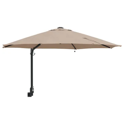 Parasol Montat pe Perete cu LED-uri 248 cm - Gri Taupe