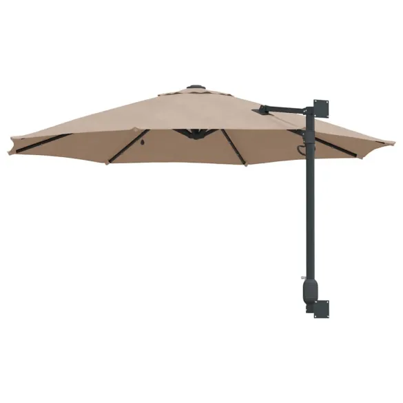 Parasol Montat pe Perete cu LED-uri 248 cm - Gri Taupe