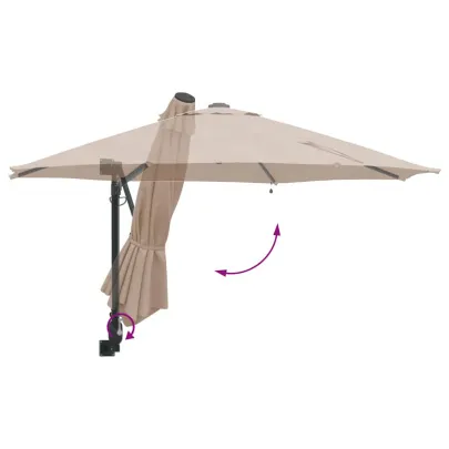 Parasol Montat pe Perete cu LED-uri 248 cm - Gri Taupe