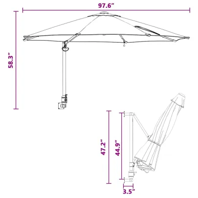 Parasol Montat pe Perete cu LED-uri 248 cm - Gri Taupe