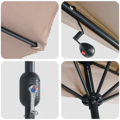 Parasol Grădină cu LED Solar - Livrare Gratuită
