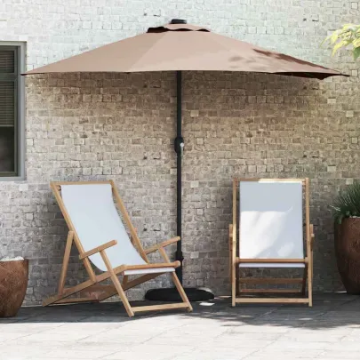 Parasol de Grădină Gri cu LED-uri Solare | Livrare Gratuită