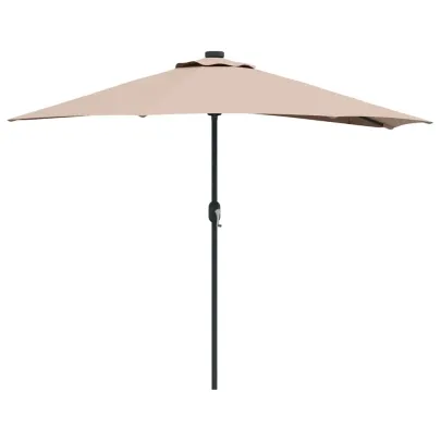 Parasol de Grădină Gri cu LED-uri Solare | Livrare Gratuită