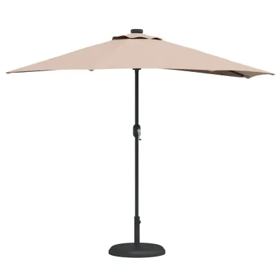 Parasol de Grădină Gri cu LED-uri Solare | Livrare Gratuită