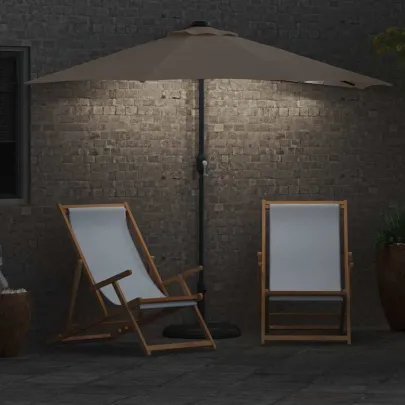 Parasol de Grădină Gri cu LED-uri Solare | Livrare Gratuită