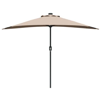 Parasol de Grădină Gri cu LED-uri Solare | Livrare Gratuită