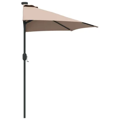 Parasol de Grădină Gri cu LED-uri Solare | Livrare Gratuită